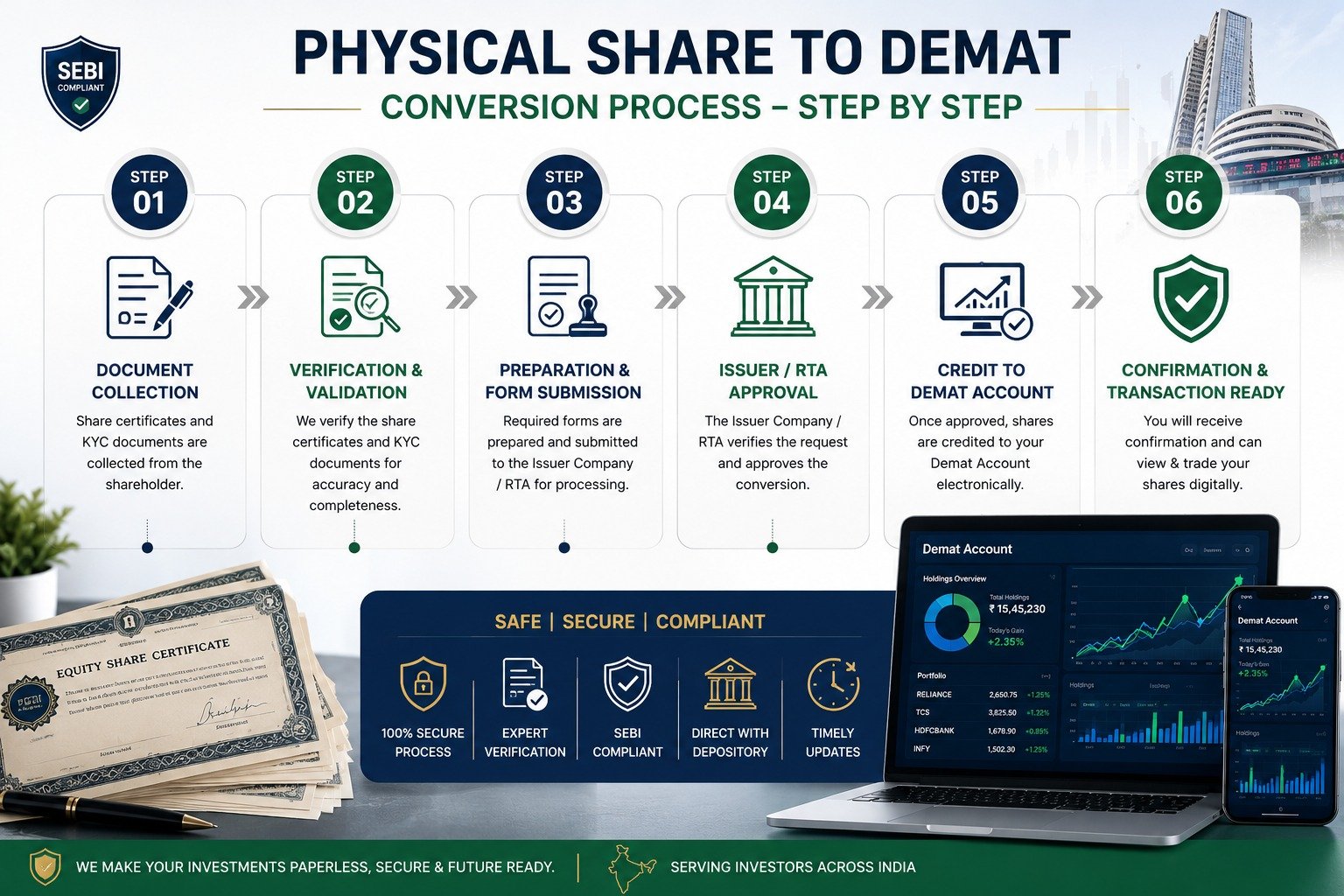 Physical Share to Demat Conversion Services in India – Complete Guide (2026)
